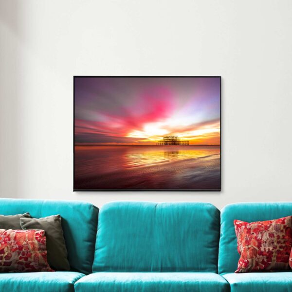 Serene coastal sunset with warm hues, a picturesque moment captured by Brighton Gallery. Brighton Picture Frame